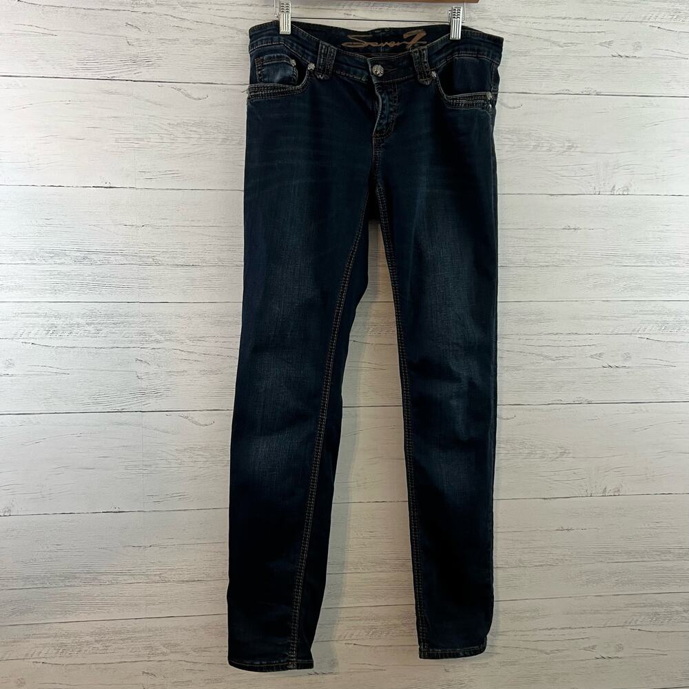 Seven 7 Dark Wash Skinny Low Rise Denim Jeans Size 8